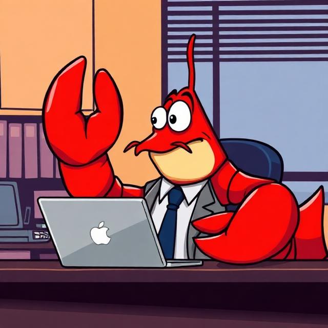 Lobster CEO working at desk